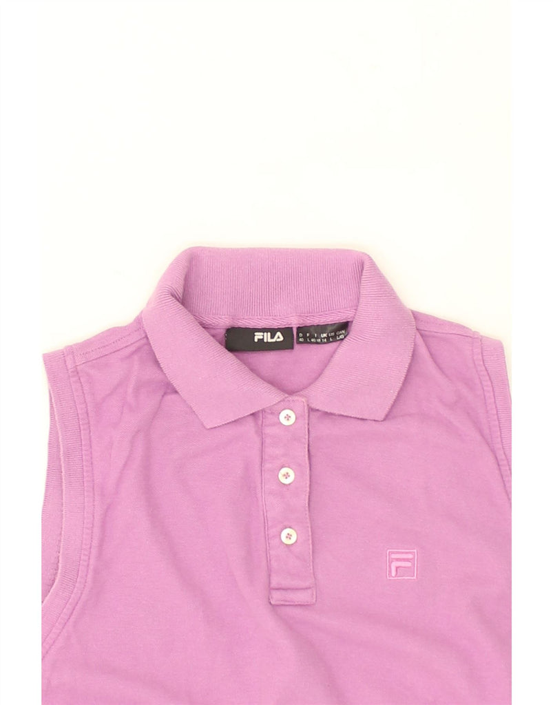 FILA Womens Sleeveless Polo Shirt UK 14 Large Pink Cotton | Vintage Fila | Thrift | Second-Hand Fila | Used Clothing | Messina Hembry 