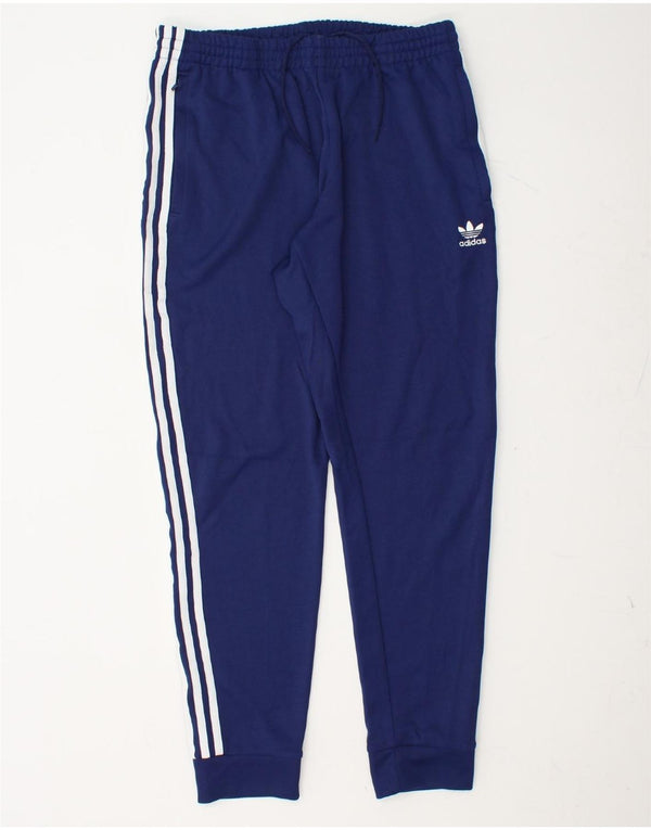 ADIDAS Mens Tracksuit Trousers Joggers Large  Navy Blue Polyester
