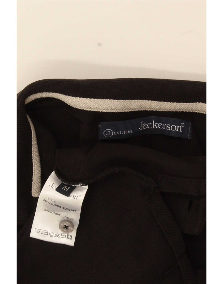Jeckerson Mens Polo Shirt Medium Black Striped Cotton