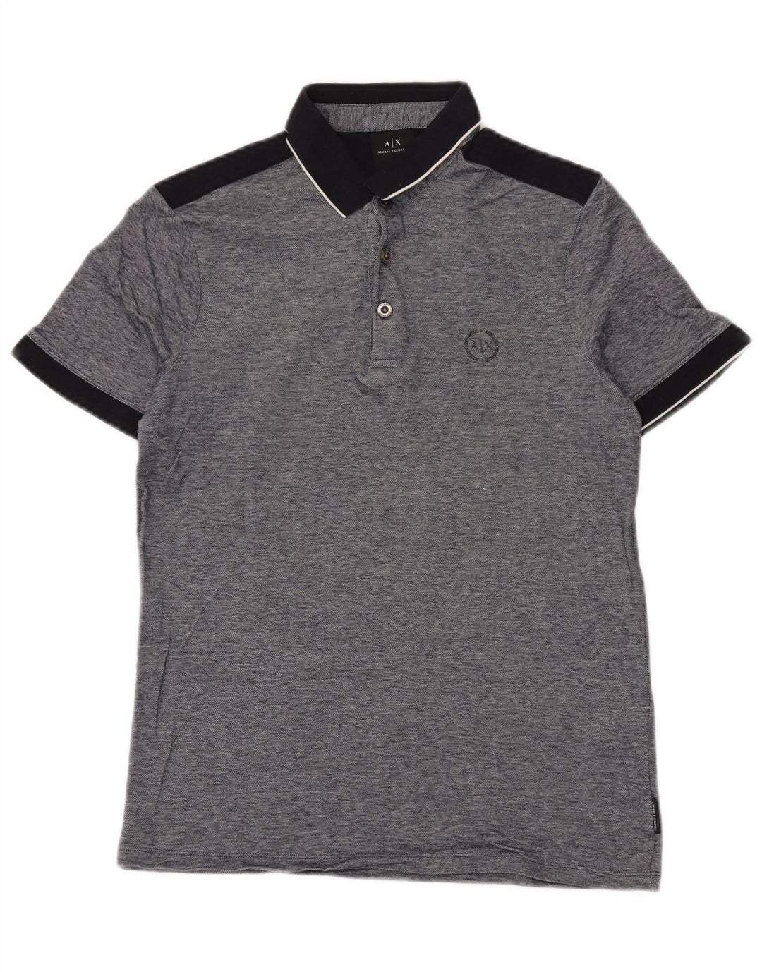 ARMANI EXCHANGE Mens Polo Shirt Small Grey Colourblock Cotton
