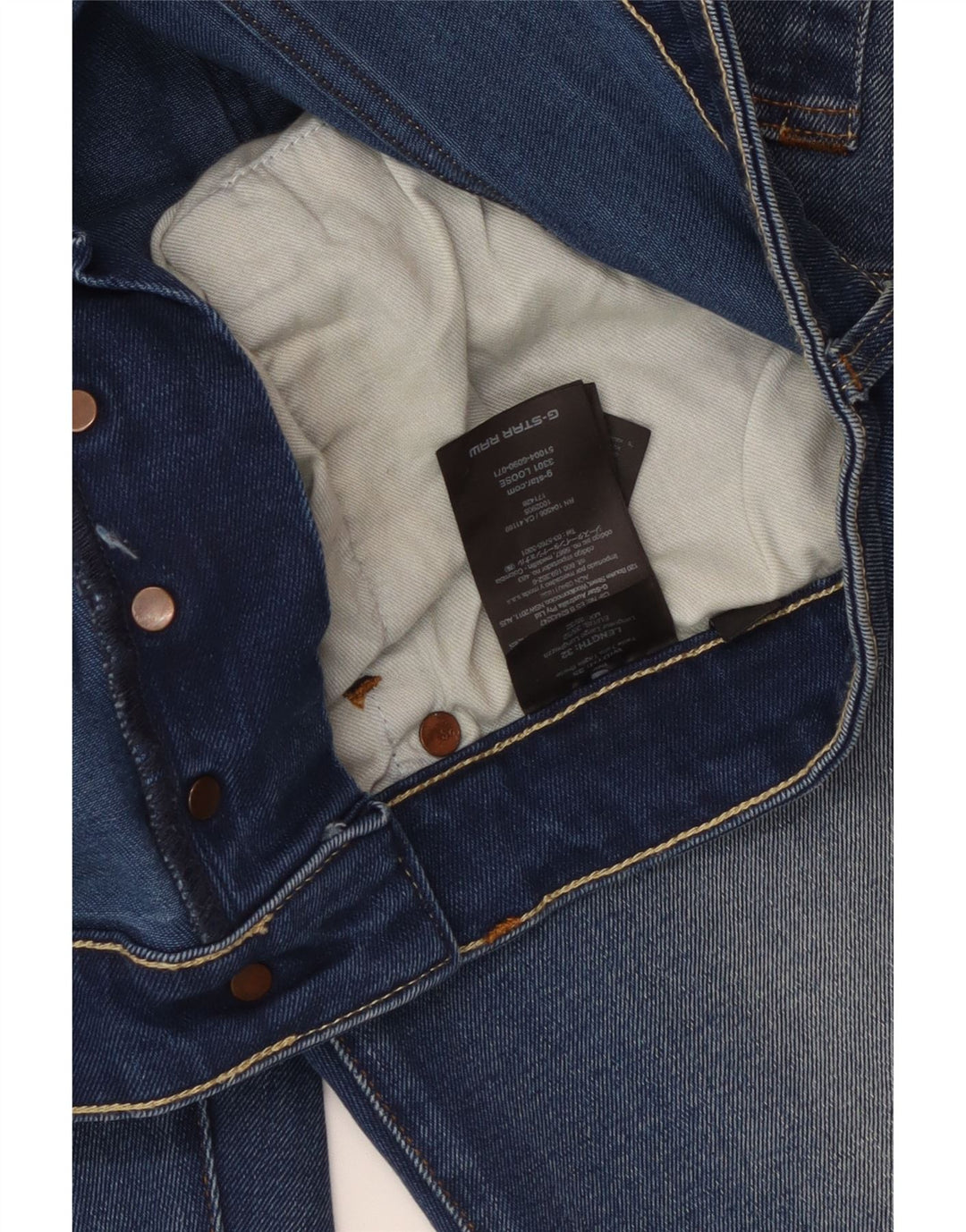 G-STAR Mens 3301 Straight Jeans W35 L32  Blue Cotton