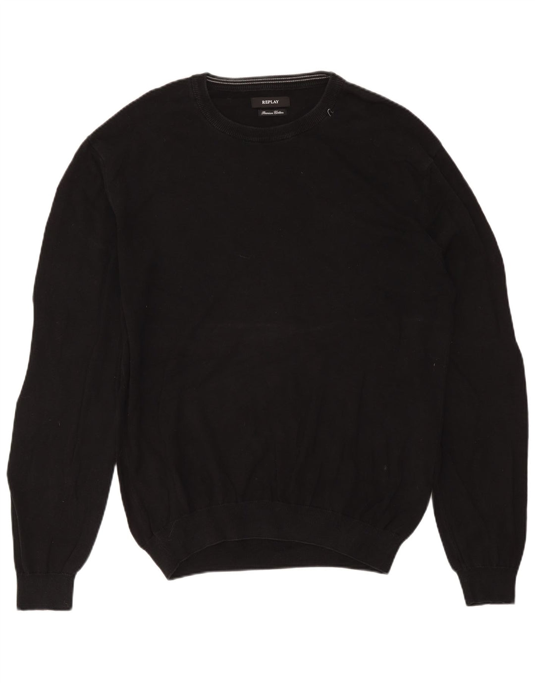 Replay Mens Crew Neck Jumper Sweater 2XL Black Cotton