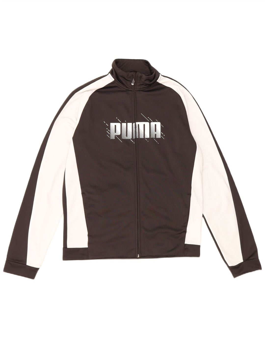 Puma Boys Graphic Tracksuit Top Jacket 15-16 Years Black Colourblock