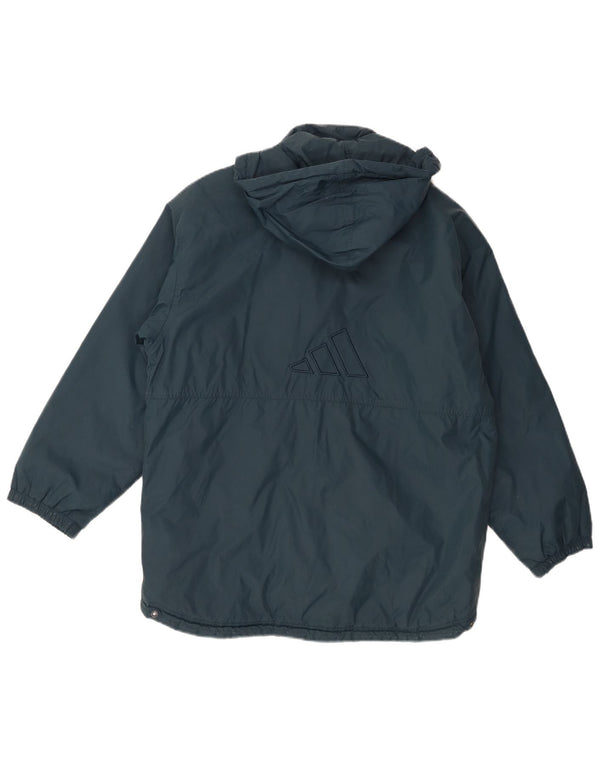 Adidas Boys Hooded Windbreaker Jacket 13-14 Years Navy Blue Cotton