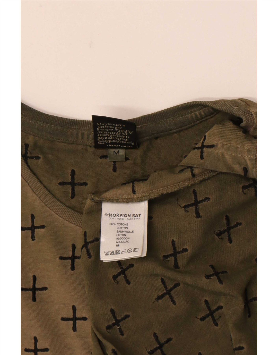Scorpion Bay Mens Abstract Pattern T-Shirt Top Medium Khaki Cotton