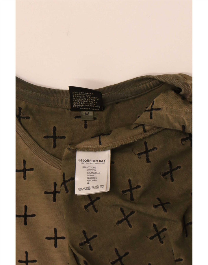 Scorpion Bay Mens Abstract Pattern T-Shirt Top Medium Khaki Cotton