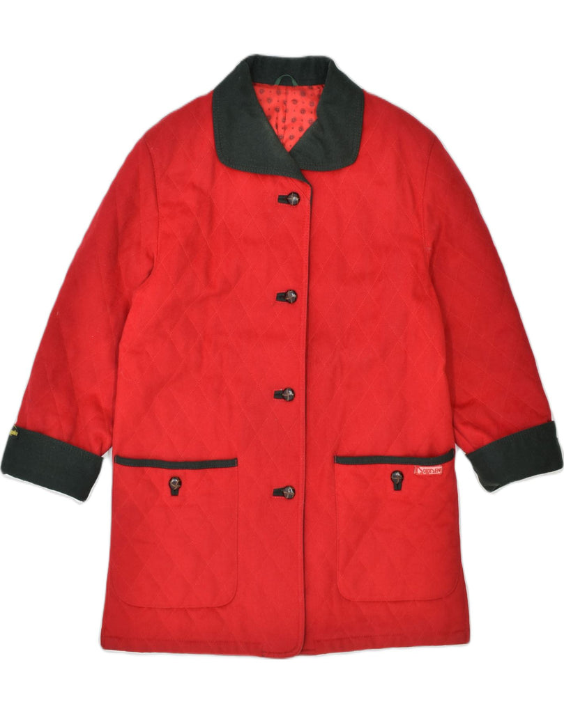 DOLOMITEN Womens Quilted Overcoat IT 44 XL Red Virgin Wool | Vintage Dolomiten | Thrift | Second-Hand Dolomiten | Used Clothing | Messina Hembry 