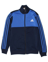 ADIDAS Boys Tracksuit Top Jacket 11-12 Years Navy Blue Colourblock