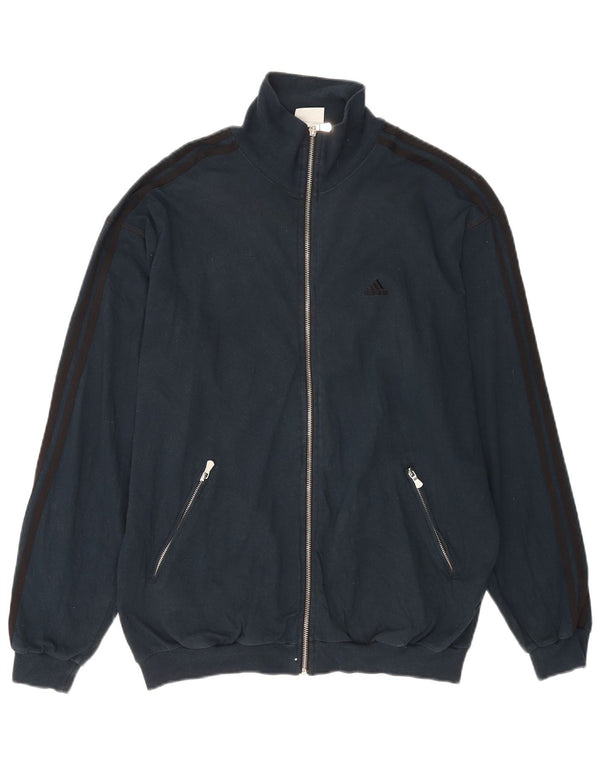 Adidas Mens Tracksuit Top Jacket UK 40/42 Medium Navy Blue Cotton