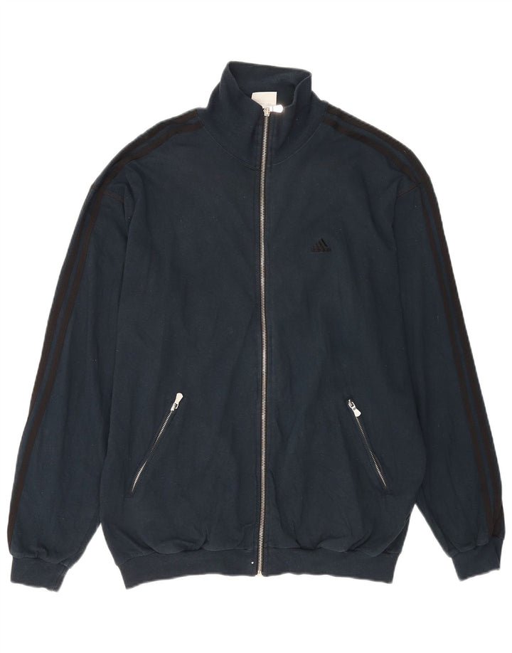 Adidas Mens Tracksuit Top Jacket UK 40/42 Medium Navy Blue Cotton