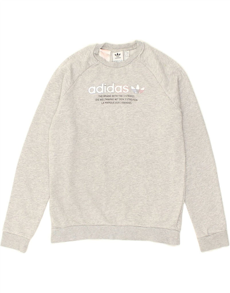 ADIDAS Boys Graphic Sweatshirt Jumper 10-11 Years Grey Cotton | Vintage Adidas | Thrift | Second-Hand Adidas | Used Clothing | Messina Hembry 