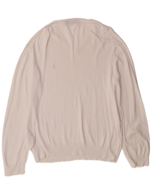 POLO RALPH LAUREN Mens V-Neck Jumper Sweater XL White Cotton