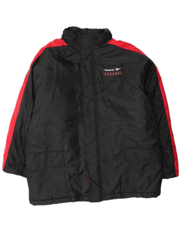 Reebok Mens Graphic Hooded Padded Jacket UK 44 2XL Black Colourblock Nylon