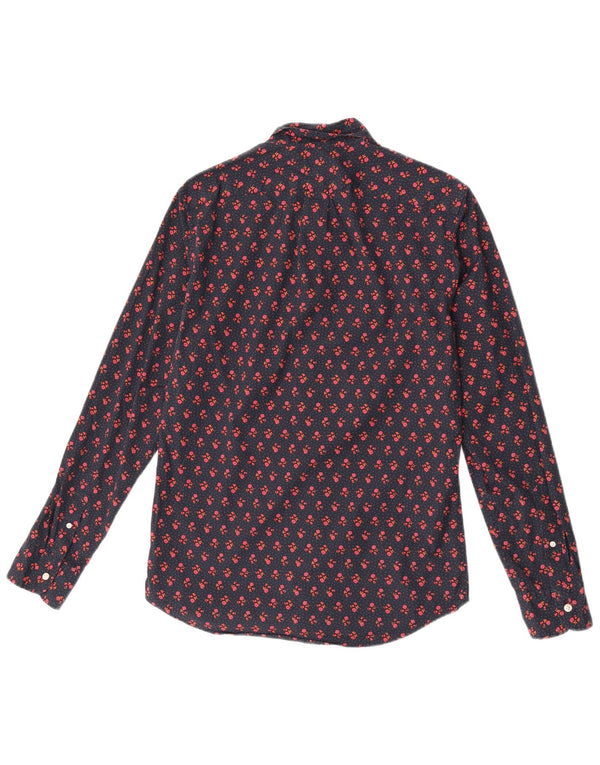 J. Crew Mens Stretch Slim Fit Shirt Small Navy Blue Floral Cotton