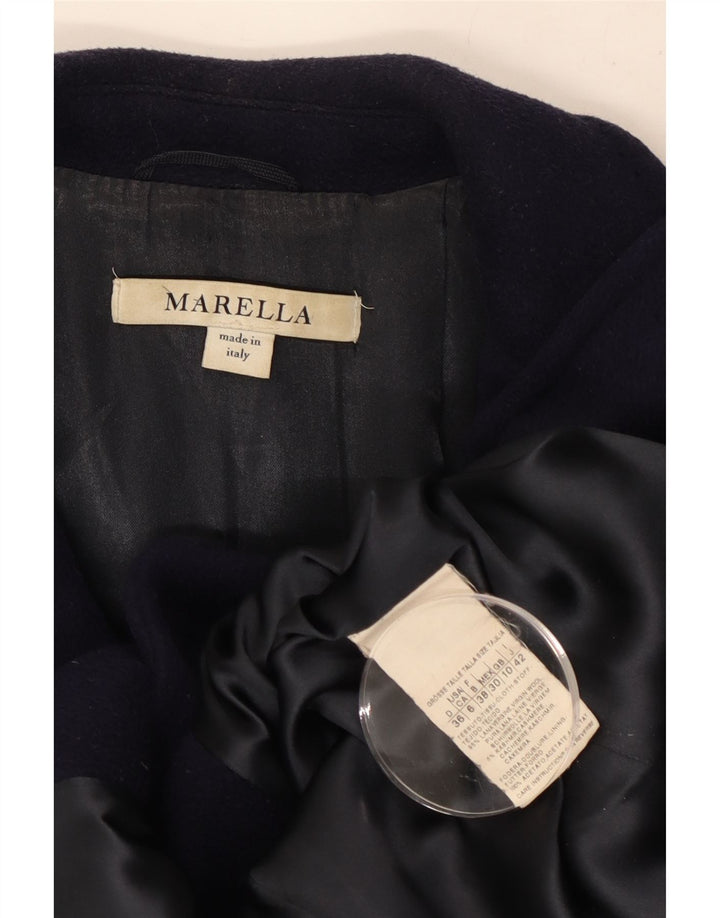 Marella Womens Overcoat UK 10 Small Navy Blue Wool