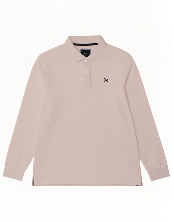 Crew Clothing Mens Long Sleeve Polo Shirt Large White Cotton