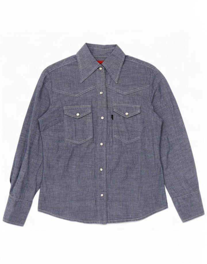 Levi's Womens Shirt UK 14 Medium Blue Cotton