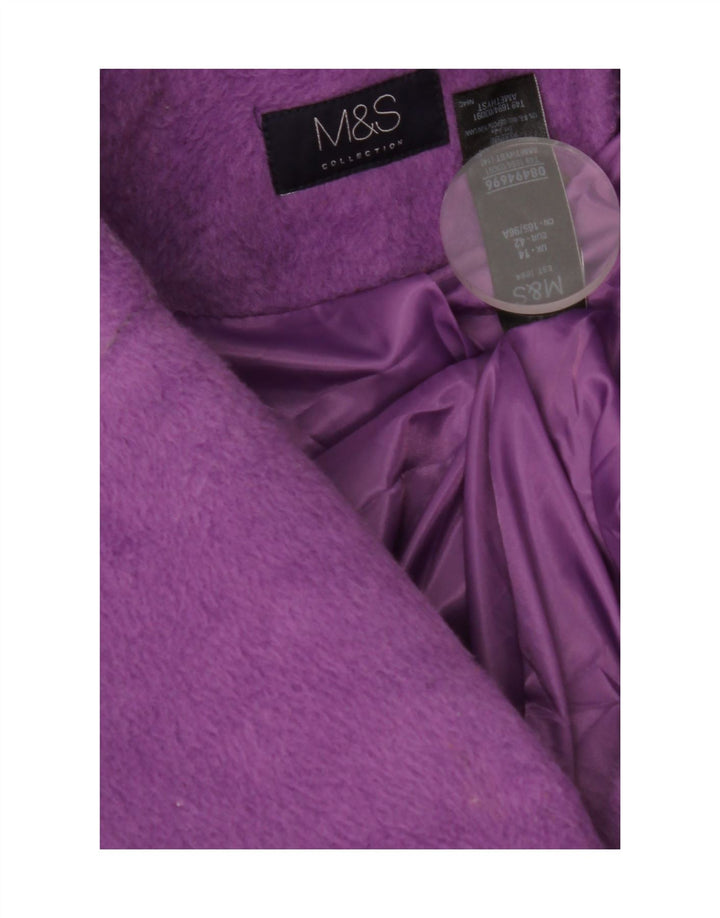 Marks & Spencer Womens Overcoat UK 14 Large Purple Polyester