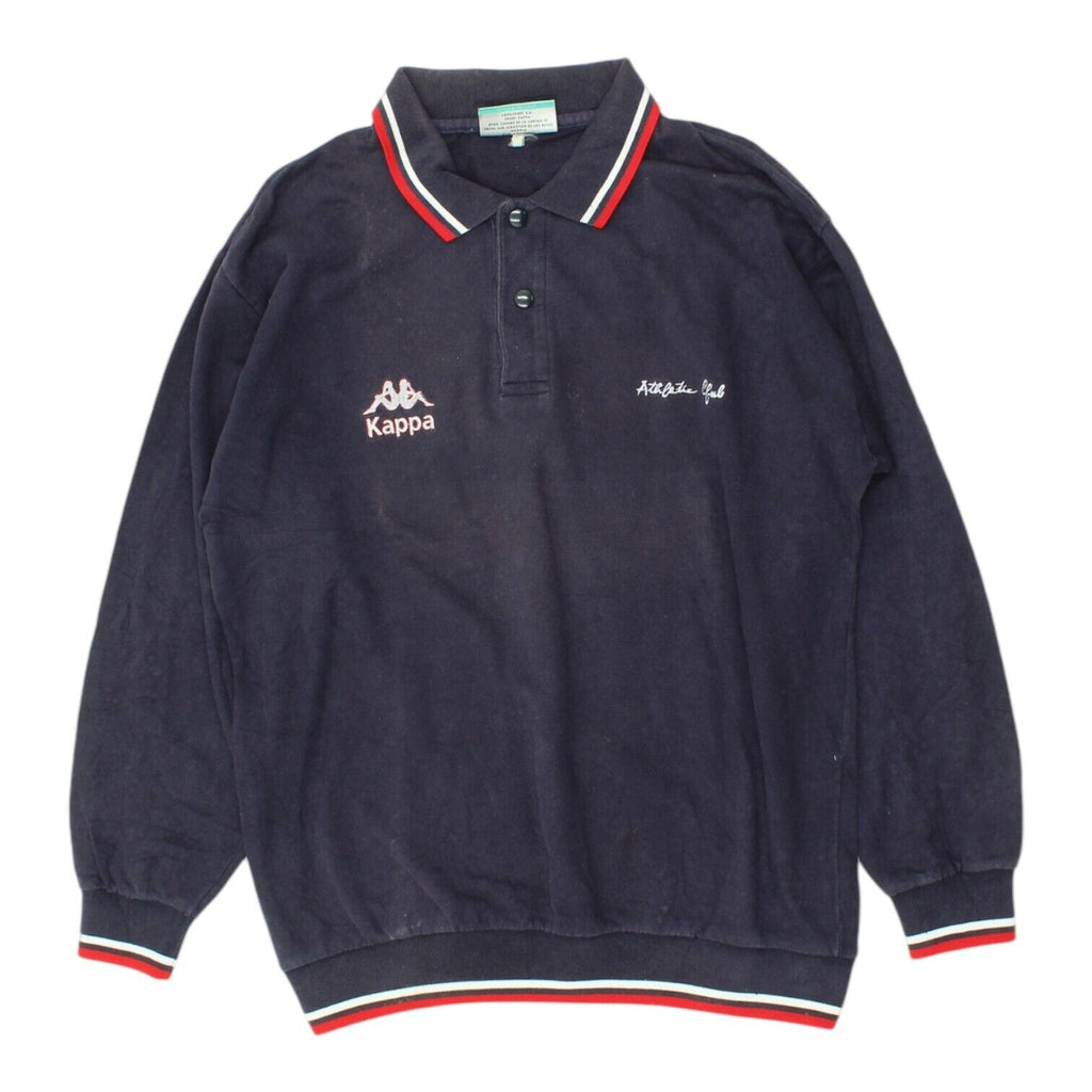Athletic Club Bilbao Mens Navy Long Sleeve Kappa Polo Shirt | 90s Football VTG | Vintage Messina Hembry | Thrift | Second-Hand Messina Hembry | Used Clothing | Messina Hembry 