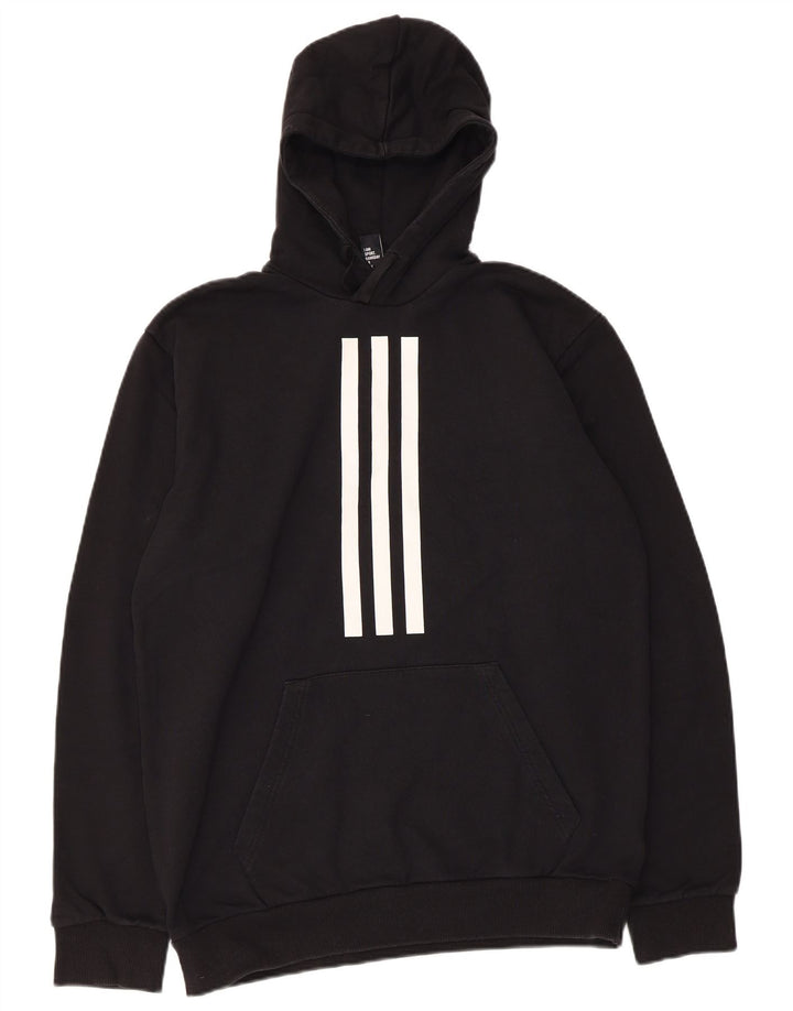 ADIDAS Mens Hoodie Jumper Medium Black Cotton