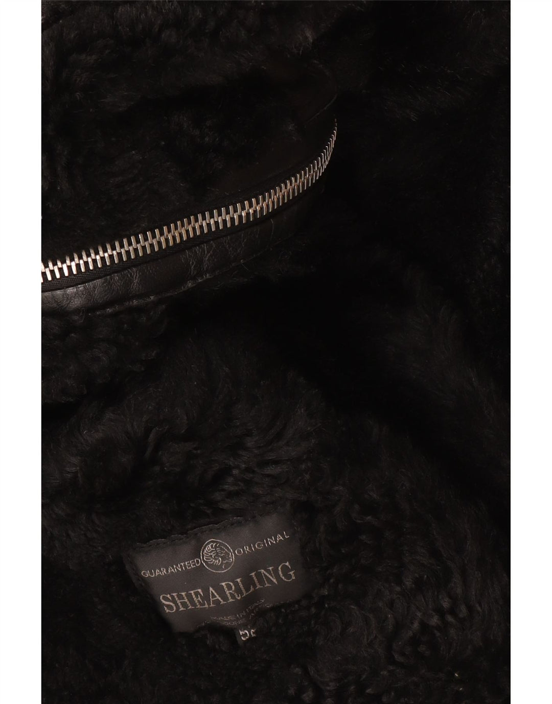 Vintage Mens Shearling Overcoat IT 52 XL Black Shearling