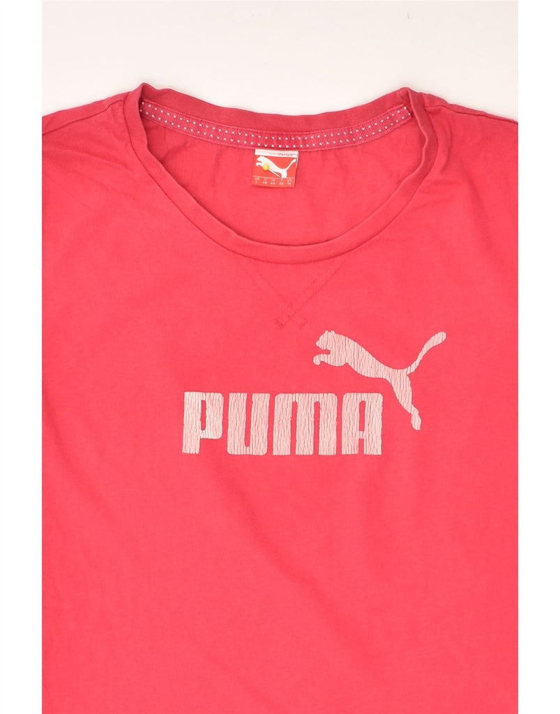 PUMA Womens Graphic T-Shirt Top UK 14 Medium Red Cotton | Vintage Puma | Thrift | Second-Hand Puma | Used Clothing | Messina Hembry 