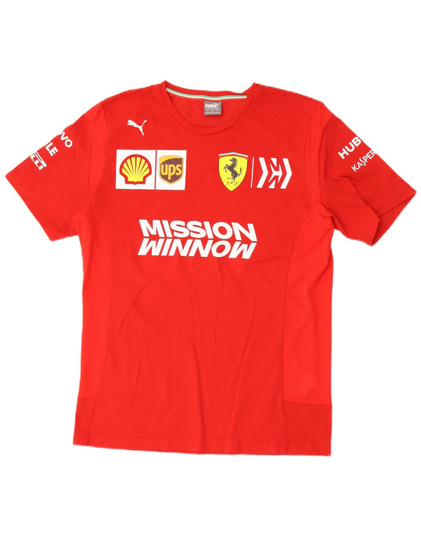 Puma Womens Ferrari Graphic T-Shirt Top UK 16 Large Red Cotton