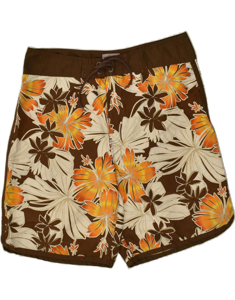 MOSSIMO Mens Swimming Shorts Large Brown Floral Polyester | Vintage Mossimo | Thrift | Second-Hand Mossimo | Used Clothing | Messina Hembry 