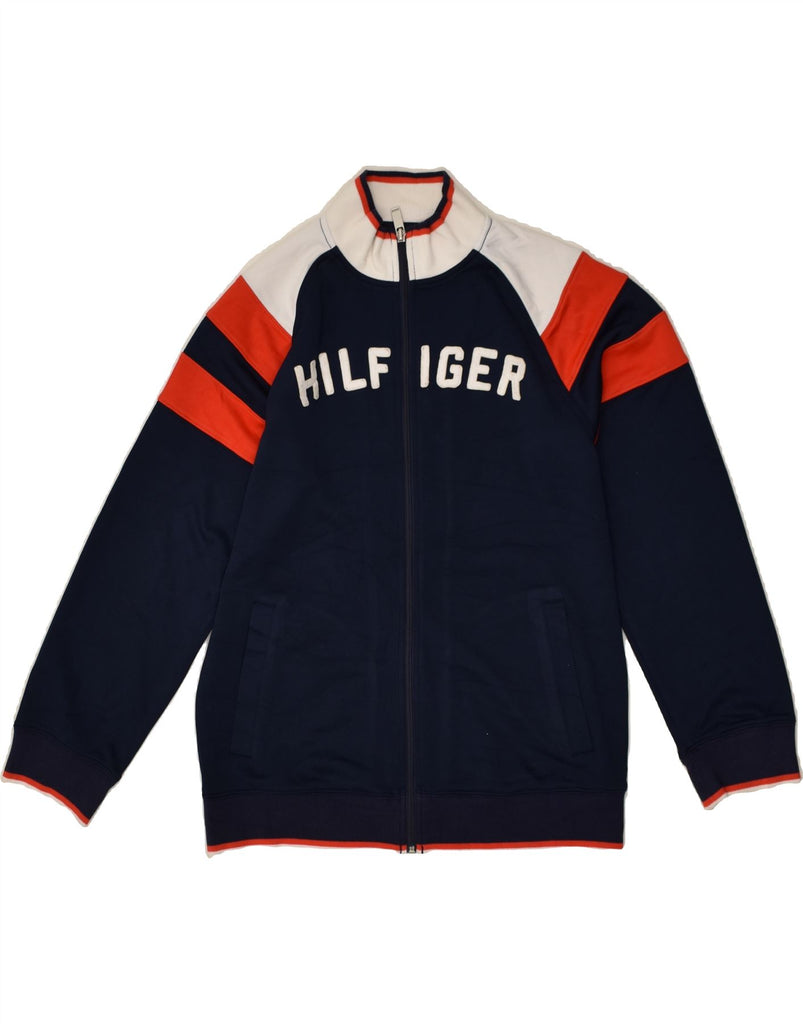 TOMMY HILFIGER Boys Graphic Tracksuit Top Jacket 15-16 Years XL Navy Blue | Vintage Tommy Hilfiger | Thrift | Second-Hand Tommy Hilfiger | Used Clothing | Messina Hembry 