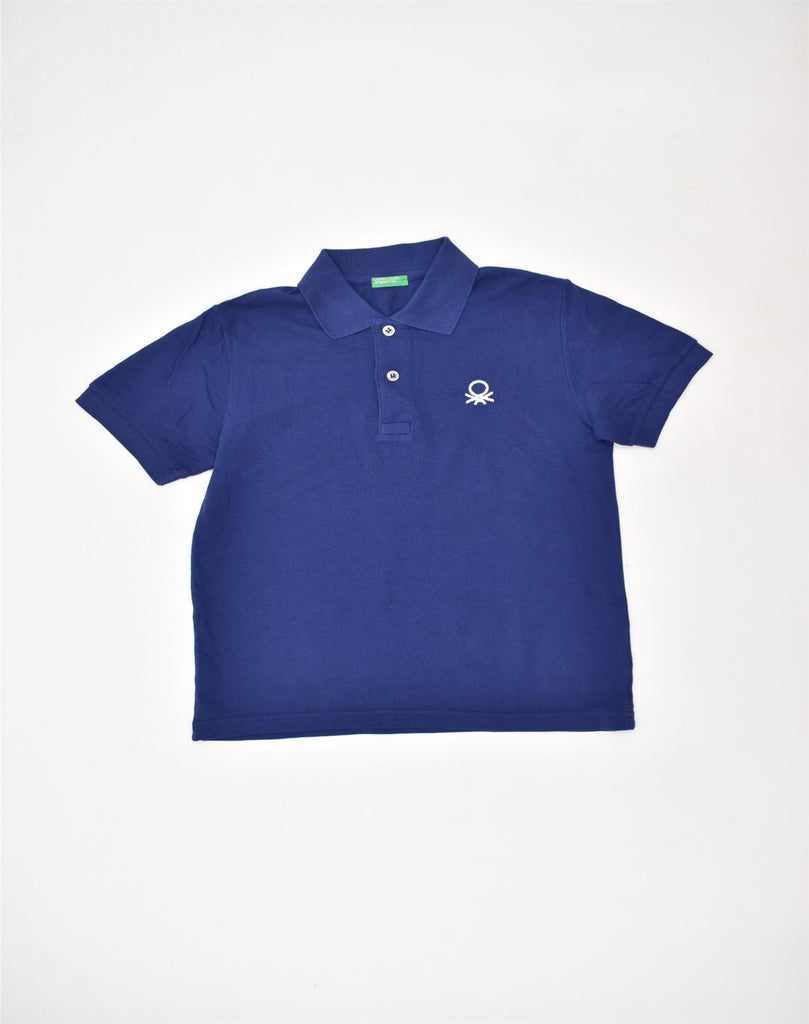 UNITED COLORS OF BENETTON Boys Polo Shirt 7-8 Years Medium Blue Cotton | Vintage | Thrift | Second-Hand | Used Clothing | Messina Hembry 