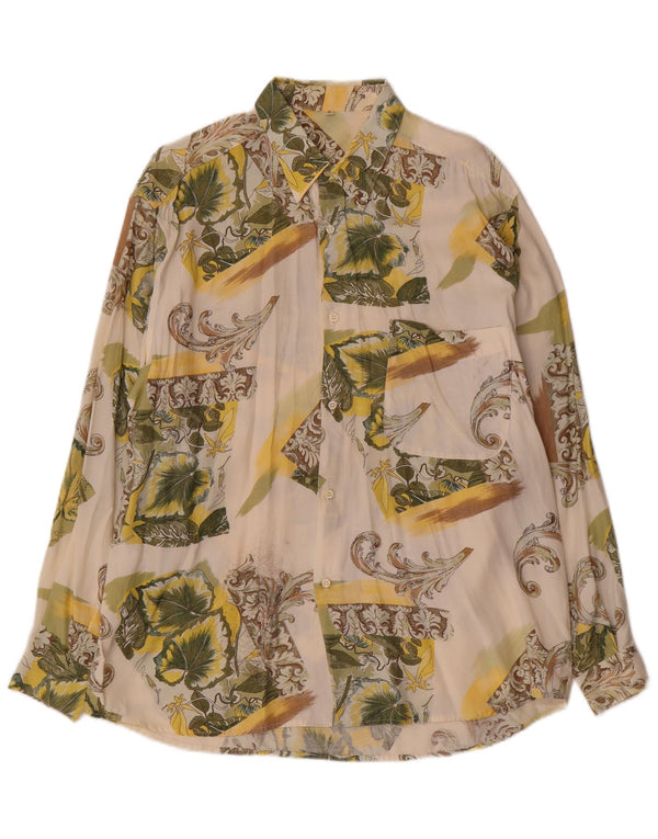 Vintage Mens Shirt Large White Floral