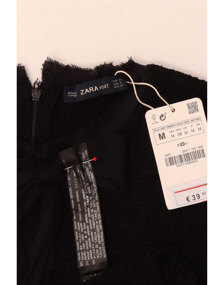 Zara Womens Front Tie Mermaid Dress UK 12 Medium Black Viscose