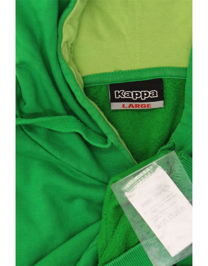 KAPPA Mens Graphic Hoodie Jumper Large Green Cotton