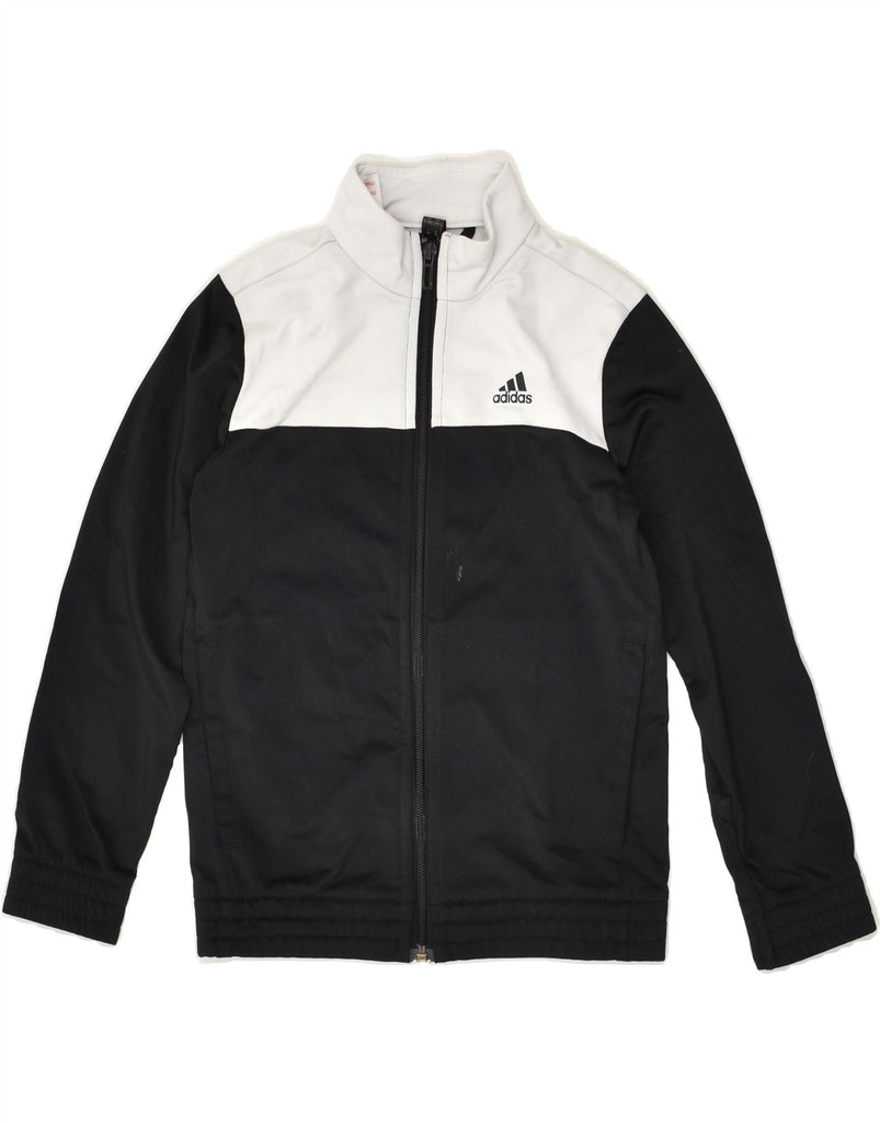 ADIDAS Boys Tracksuit Top Jacket 7-8 Years Black Colourblock Polyester | Vintage Adidas | Thrift | Second-Hand Adidas | Used Clothing | Messina Hembry 