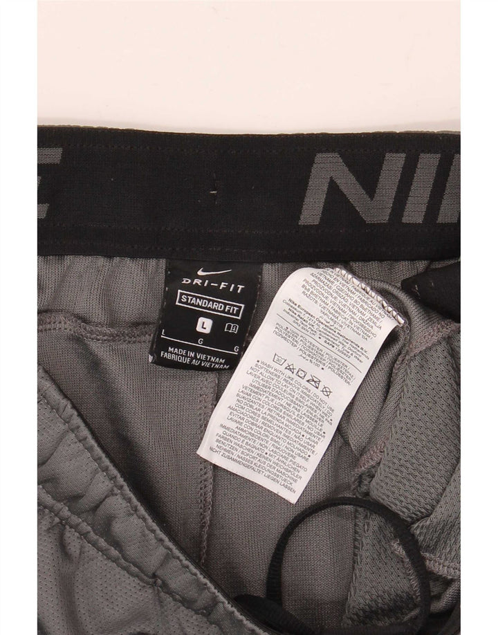 Nike Mens Dri Fit Standard Sport Shorts Large Grey Colourblock Polyester