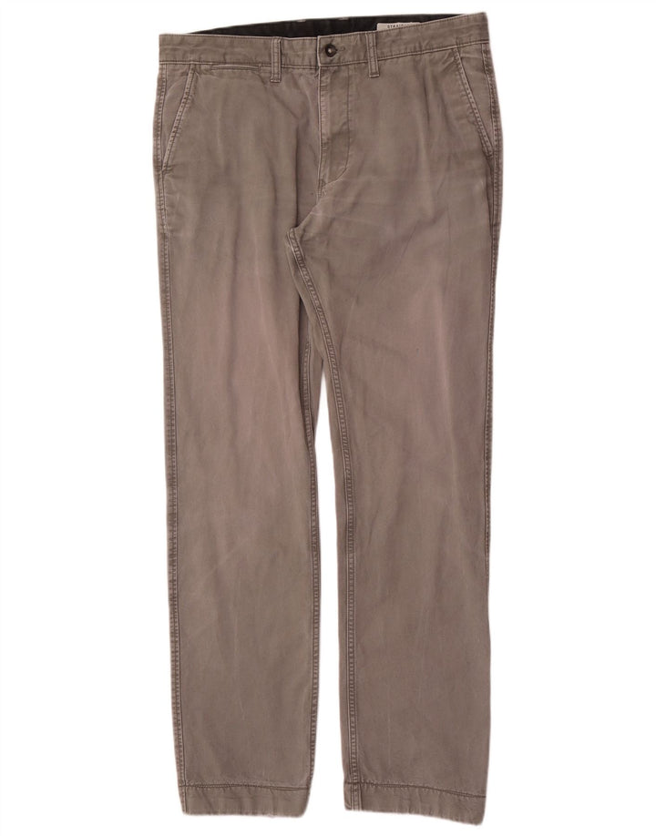 Marks & Spencer Mens Straight Chino Trousers W34 L33 Grey Cotton