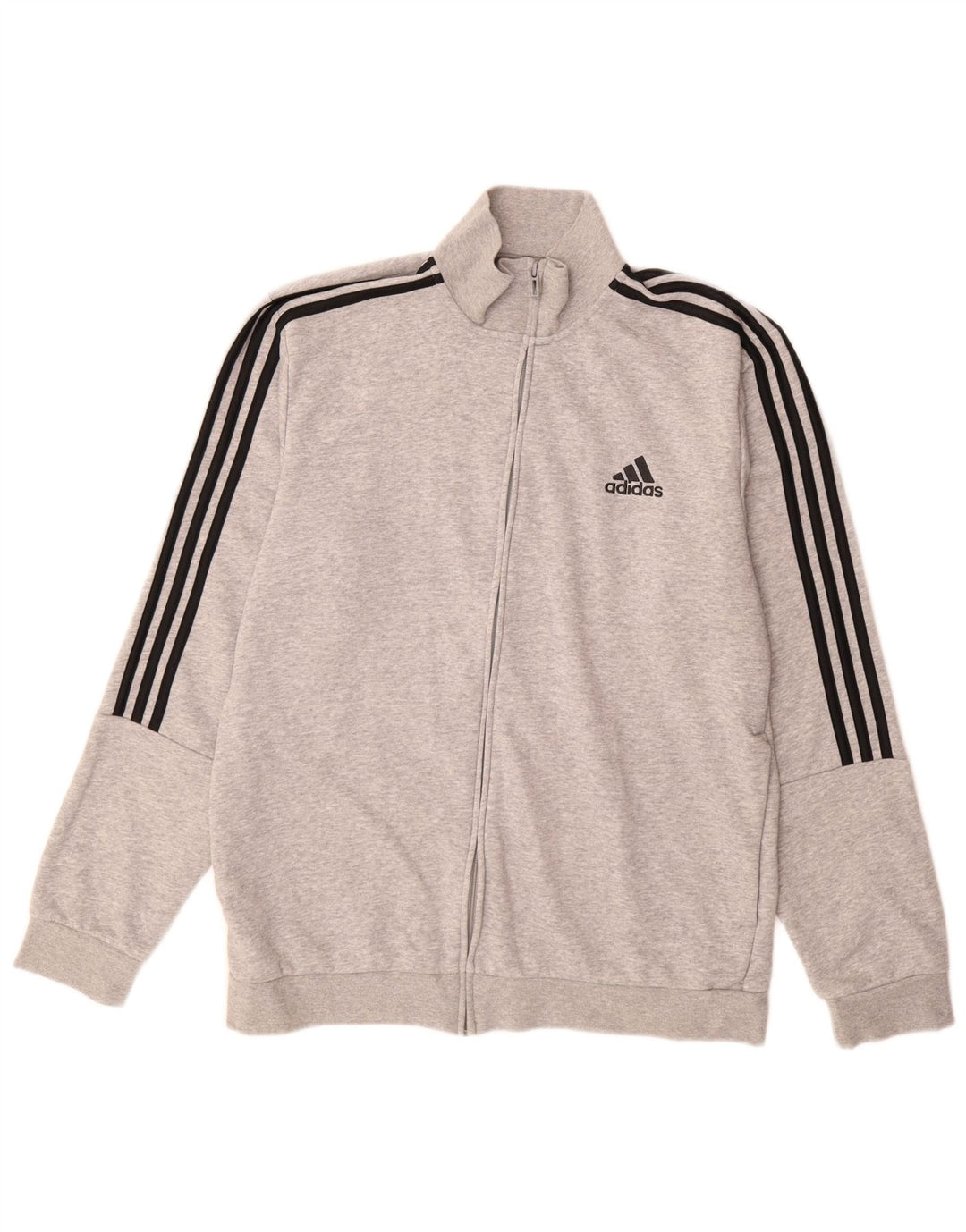 ADIDAS Mens Tracksuit Top Jacket UK 44/46 Large Grey Cotton