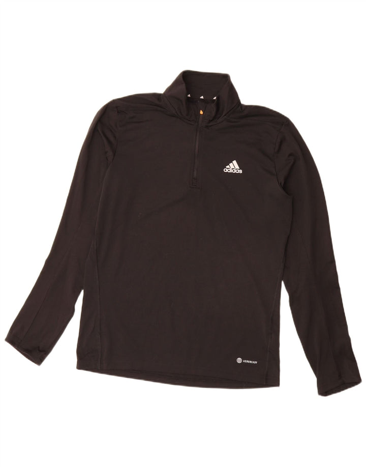 Adidas Mens Aeroready Zip Neck Pullover Tracksuit Top Small Black Polyester