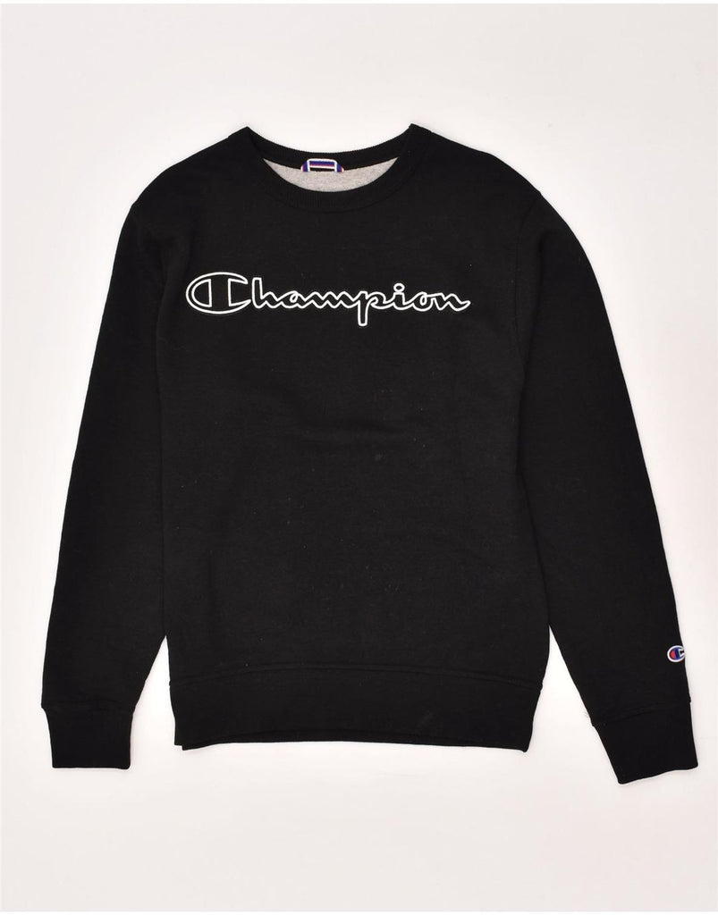 CHAMPION Mens Graphic Sweatshirt Jumper Small Black Cotton | Vintage Champion | Thrift | Second-Hand Champion | Used Clothing | Messina Hembry 