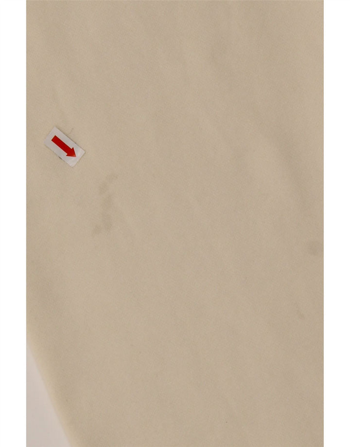 REEBOK Mens Loose Fit Zip Neck Sweatshirt Jumper Medium Off White Cotton