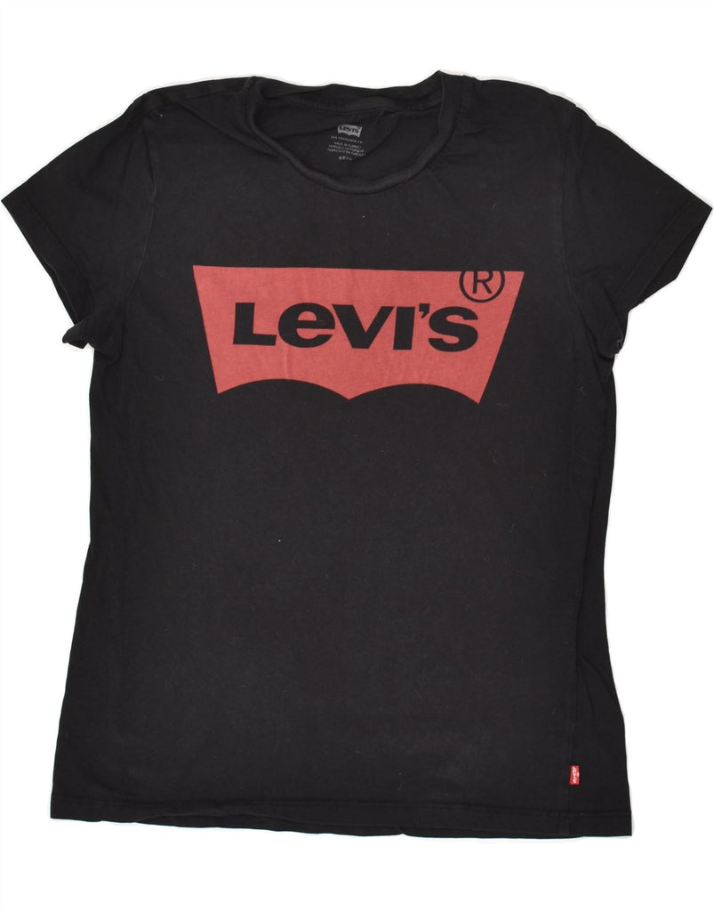 LEVI'S Womens Graphic T-Shirt Top UK 10 Small Black Cotton | Vintage Levi's | Thrift | Second-Hand Levi's | Used Clothing | Messina Hembry 