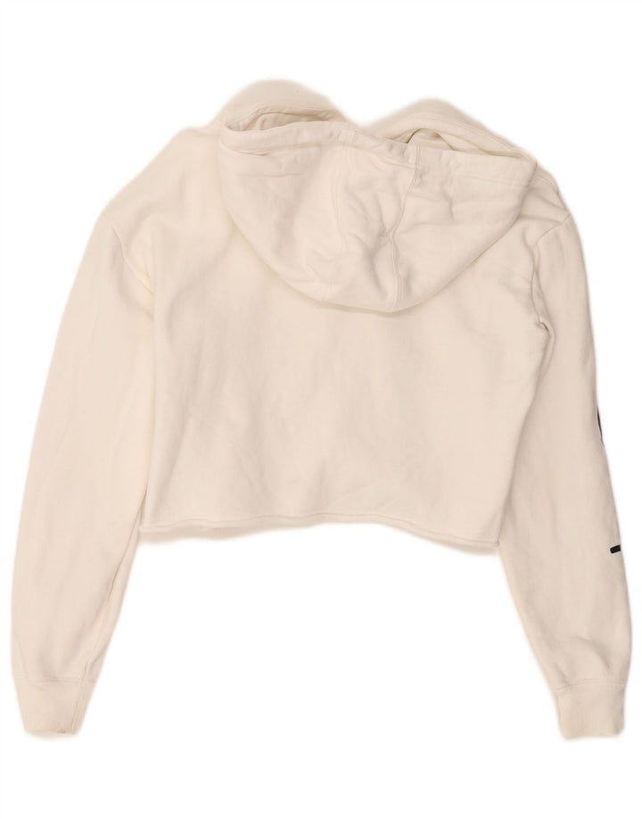 CHAMPION Womens Crop Hoodie Jumper UK 10 Small Off White Cotton