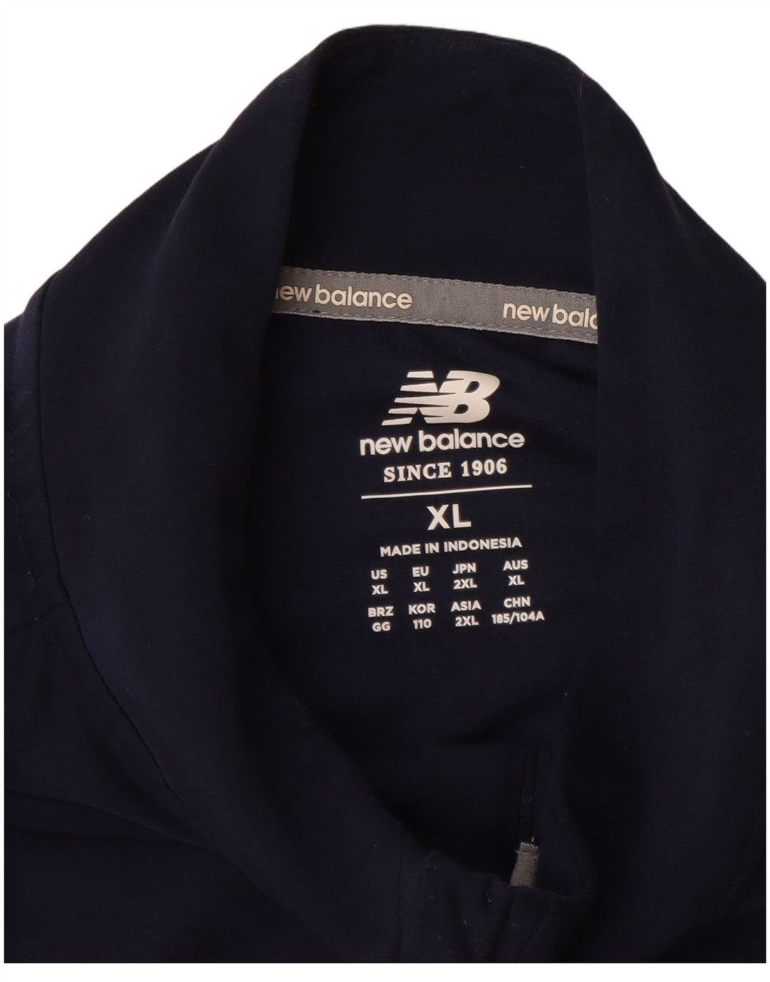 NEW BALANCE Mens Zip Neck Pullover Tracksuit Top XL Navy Blue Polyester