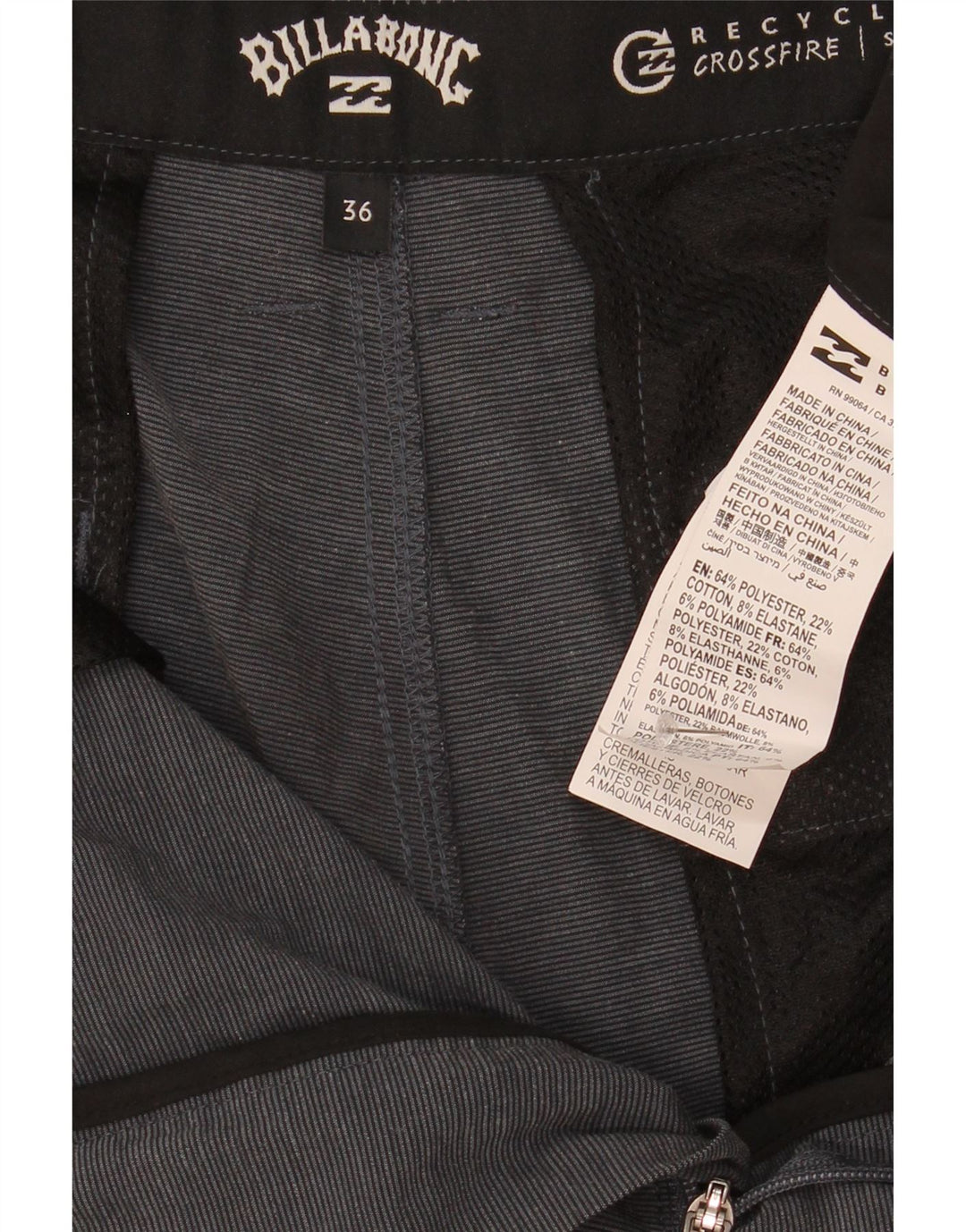 Billabong Mens Chino Shorts W36 Large Grey Flecked Polyester