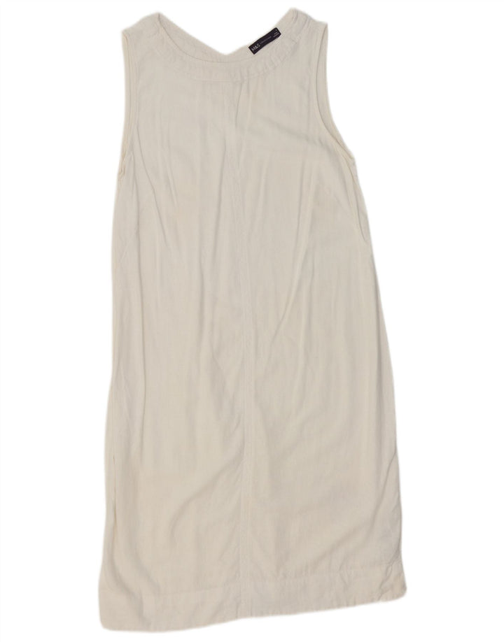 Marks & Spencer Womens Sleeveless Maxi Dress UK 10 Small White Linen