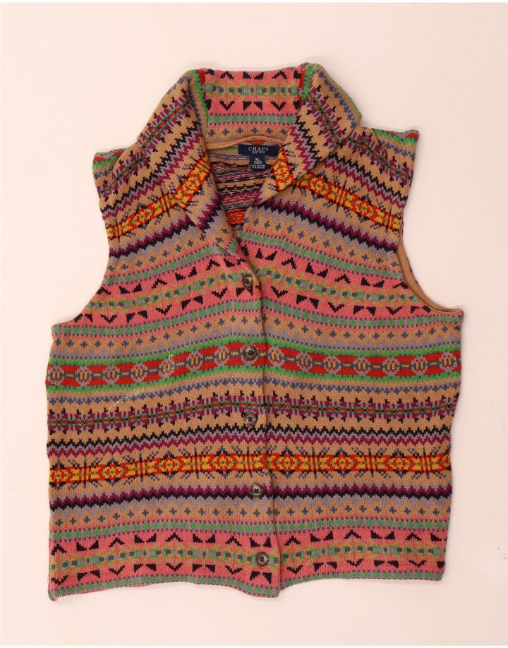 Chaps Womens Sleeveless Cardigan Sweater UK 18 XL Multicoloured Fair Isle