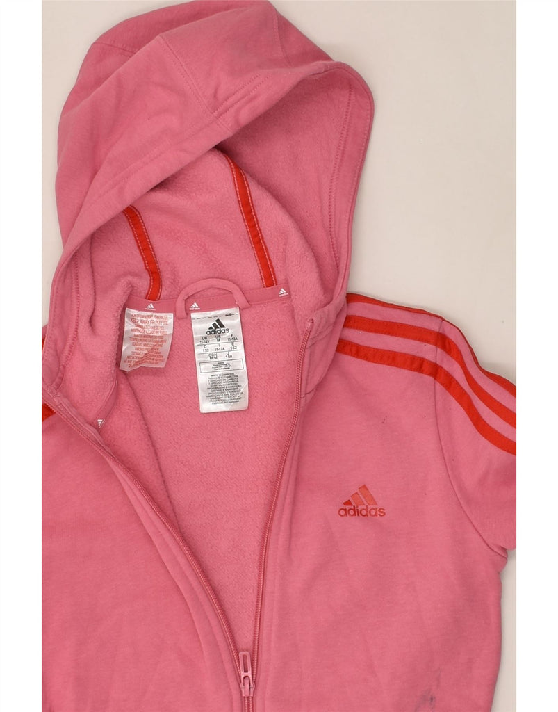 ADIDAS Girls Zip Hoodie Sweater 11-12 Years Pink Polyester | Vintage Adidas | Thrift | Second-Hand Adidas | Used Clothing | Messina Hembry 