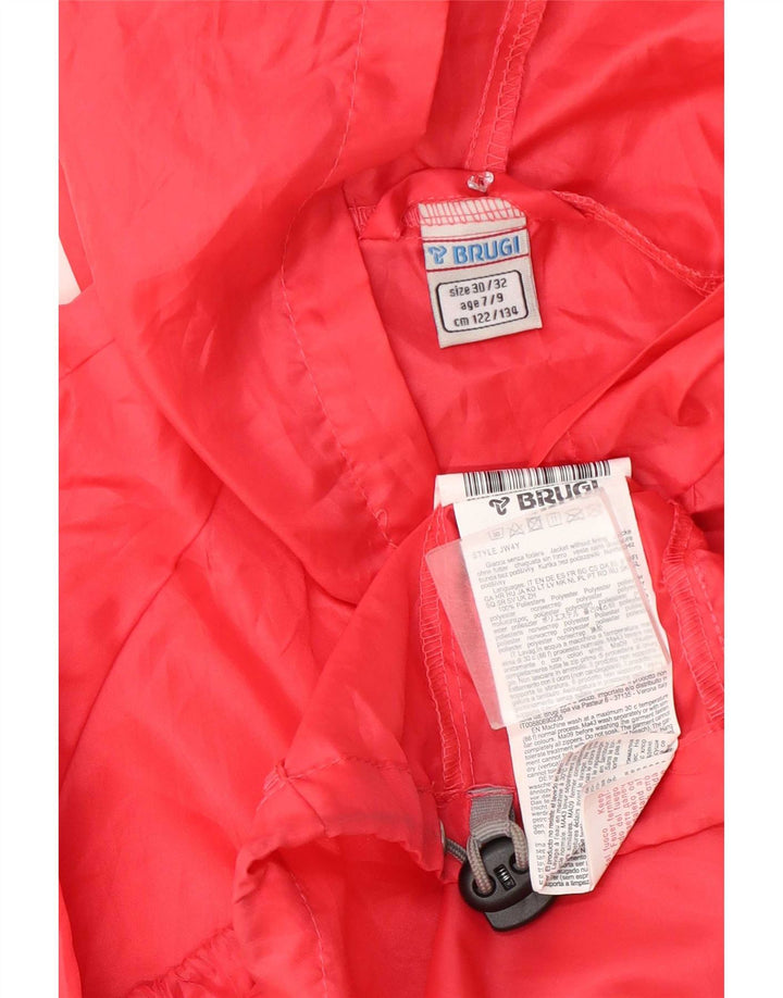 Brugi Girls Hooded Rain Jacket 7-8 Years Pink Polyester