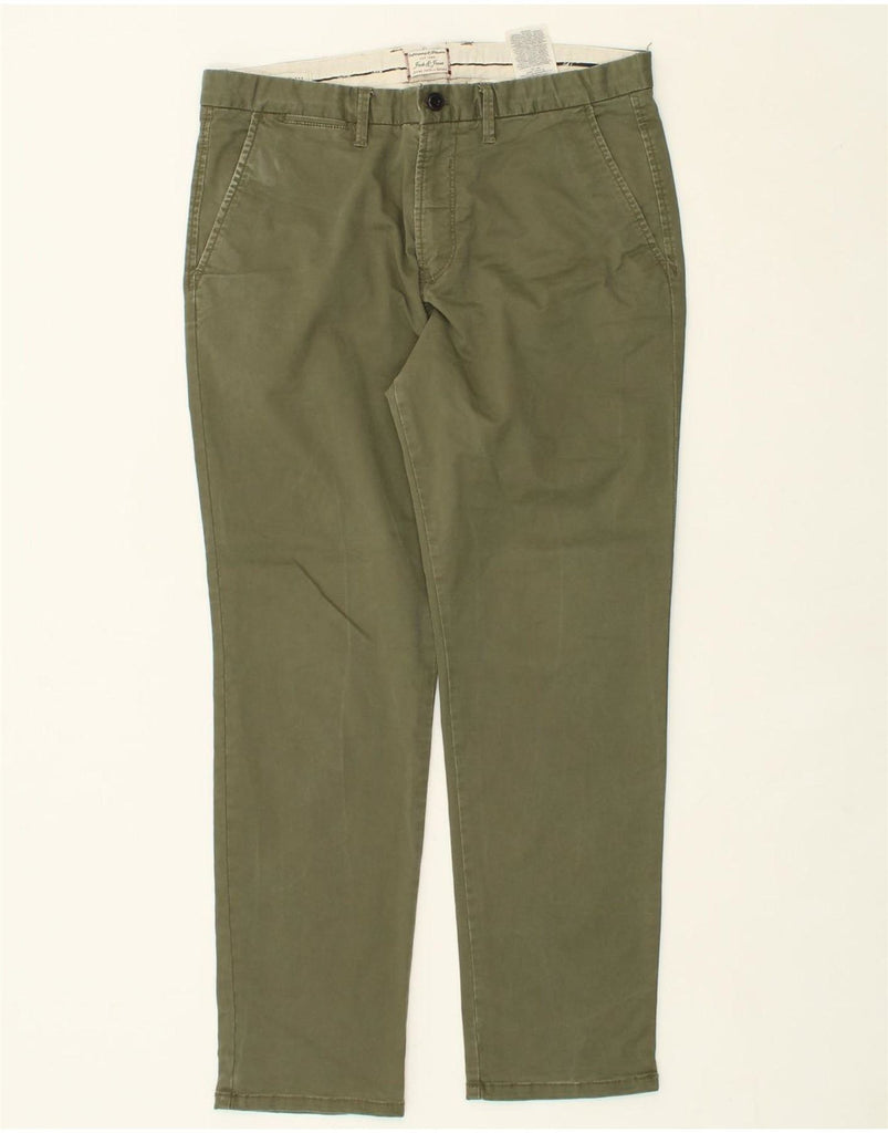 JACK & JONES Mens Slim Chino Trousers W32 L30 Khaki Cotton Vintage Jack & Jones and Second-Hand Jack & Jones from Messina Hembry 