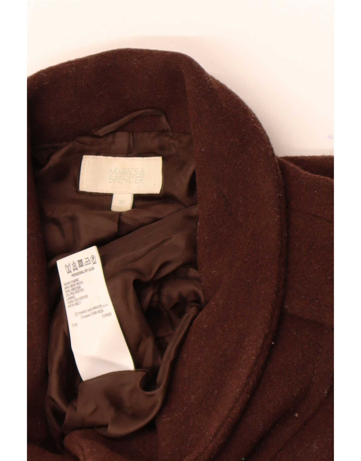 Marks & Spencer Womens Overcoat UK 18 XL Brown New Wool